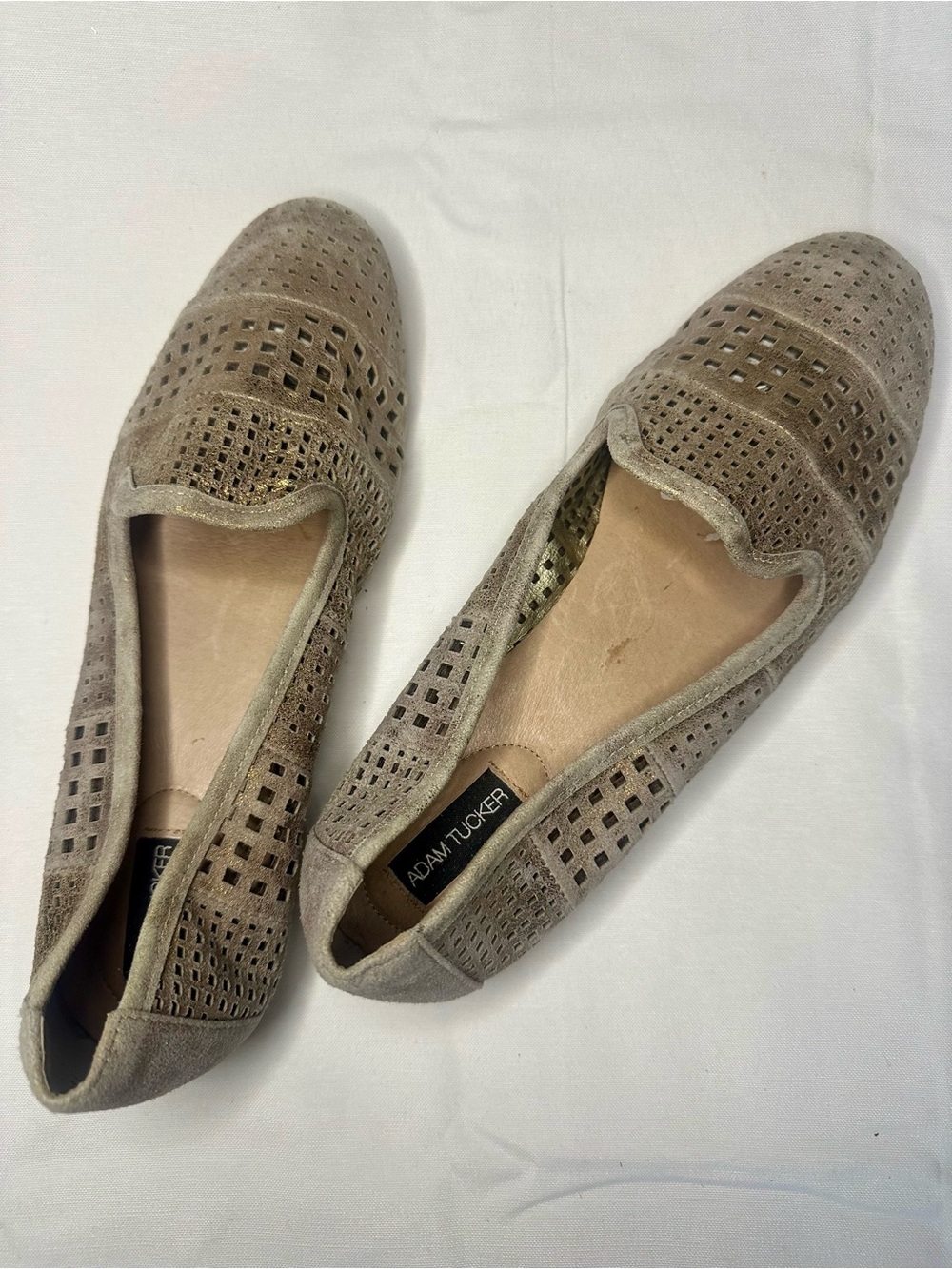 Adam Tucker Taupe Laser-Cut Slip-On Loafers